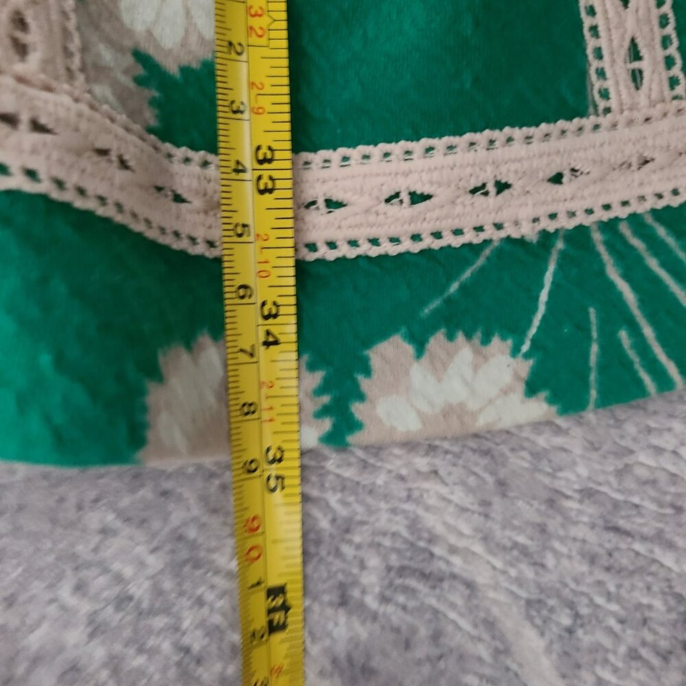 Anthropologie Maeve Emma Dress Size 12 Green Dandelion Floral Crochet Fit Flare - Picture 8 of 8